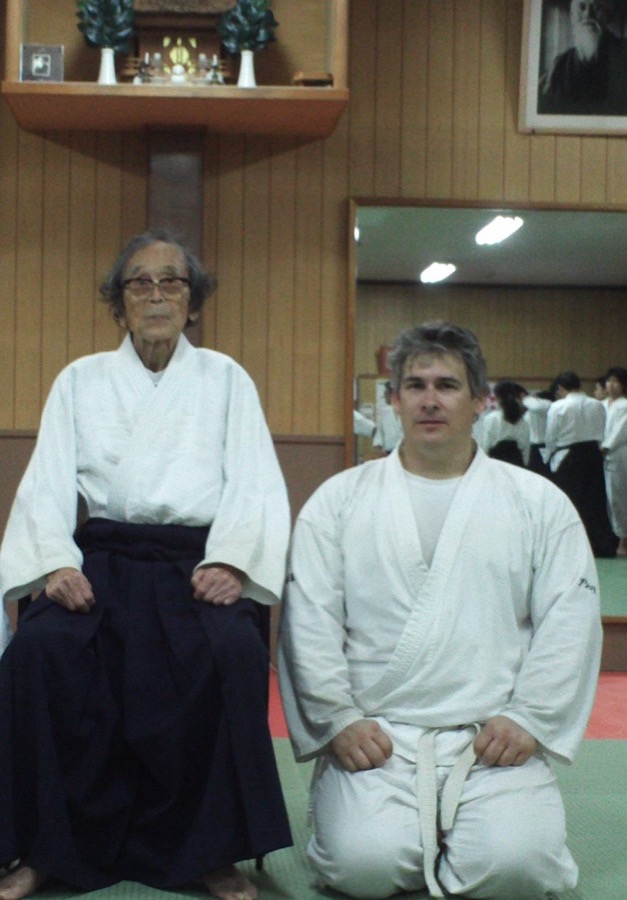 Dr Ash Connell with Abe Sensei in the dojo